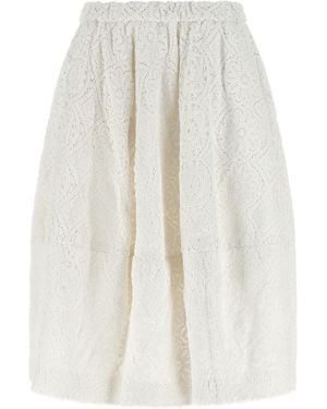 Comme des Garçons Cotton Midi Skirt - White