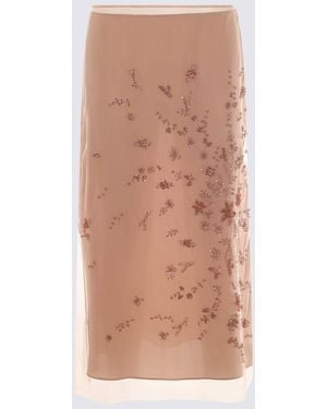 Fendi Nude Midi Skirt - Brown