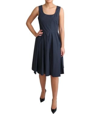 Dolce & Gabbana Polka Dotted Cotton A-Line Dress - Blue