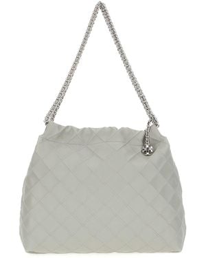 Tory Burch Nappa Leather Shopping Bag - Grey