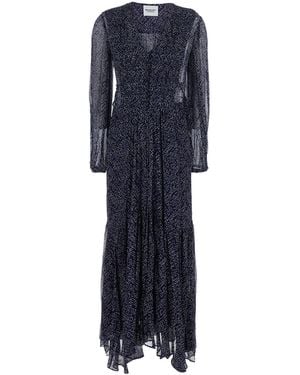 Isabel Marant 'Briane' Midi Dress With V Neck And All-Over Polka Dot Motif - Blue