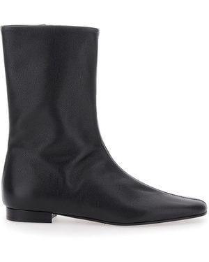 TOTEME Ankle Boots With Pointed Toe Leather - Black