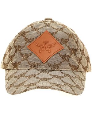 MCM Logo Print Baseball Cap - Natural