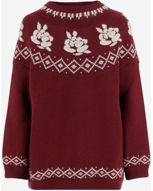 Magda Butrym Wool Sweater With Floral Pattern - Red