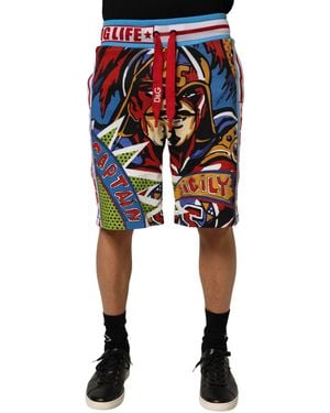 Dolce & Gabbana Multicolour Captain Sicily Men Bermuda Shorts