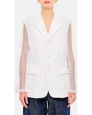 Comme des Garçons Tulle Blazer Jacket With Micro-Flower Overlay - White