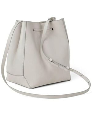 Brunello Cucinelli Quartz Leather Drawstring Bucket Bag - White