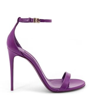 Dolce & Gabbana Keira Patent Leather Sandals - Purple