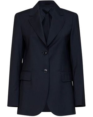 Max Mara Single-Breasted Blazer Mstassenzi Virgin Wool Jacket - Blue