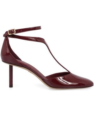 Ferragamo T-Strap Patent Leather Court Shoes - Brown