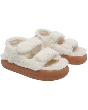 Moon Boot Sandals Shearling/Rubber Sole - White