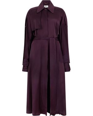 Victoria Beckham Long Trench Coat Acetate & Raincoats - Purple