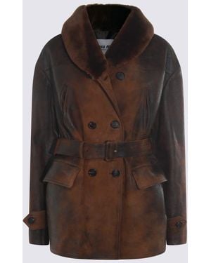 Miu Miu Leather Jacket - Brown