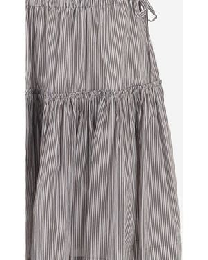 Dries Van Noten Skirt, Striped Cotton And Silk - Grey
