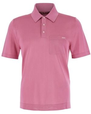 Gucci Polo Shirt With Chest Pocket And Embroidered Logo On The Front - Pink