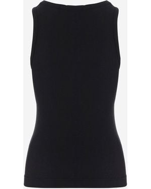ALAINPAUL Ribbed Lyocell Blend Top With Bow Tops - Black