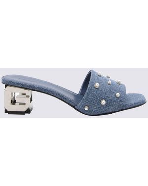 Givenchy Medium Denim G Cube Mules - Blue