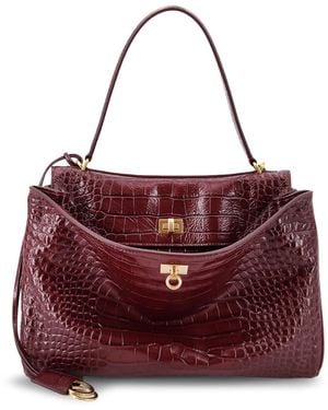 Balenciaga Rodeo Leather Shoulder Bag With Croco Effect - Purple