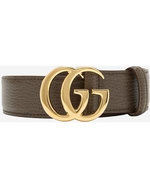 Gucci Belt Gg Marmont Hammered Calfskin - Metallic