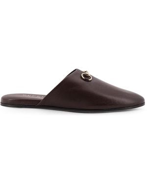 Gucci Leather Mule With Horsebit - Brown