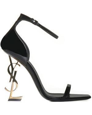Saint Laurent Ysl Opyum Patent Leather Sandals - White