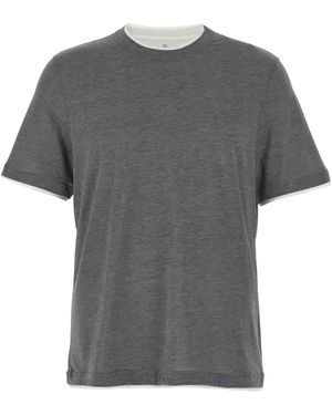 Brunello Cucinelli Silk T-Shirt - Grey