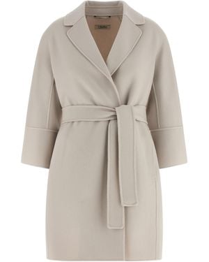 Max Mara Arona Coat Virgin Wool Coats, Trench - White