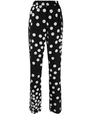 Valentino Polka-Dot Straight-Leg Pants - Black