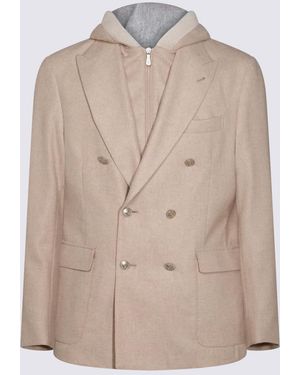 Eleventy Sand Wool Blazer - Natural