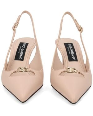 Dolce & Gabbana Lollo Slingback Sandals Leather - Natural