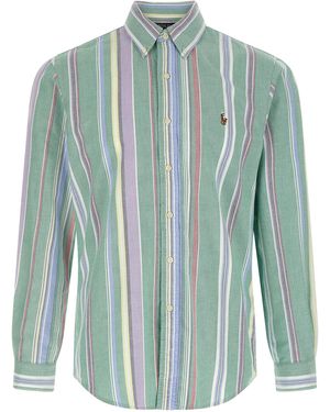 Polo Ralph Lauren Oxford Striped Shirt Cotton Shirt, Blouse - Green