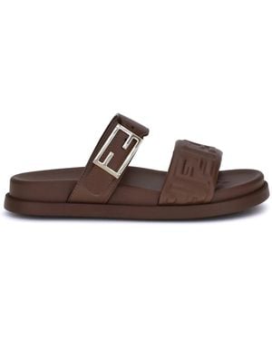 Fendi Logoed Sandals - Brown