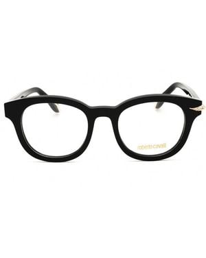 Roberto Cavalli Eyeglasses Round Full Rim, Shiny Frame And Clear Demo Lenses Lens Vrc044S700Y - Black