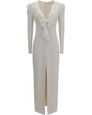 Alessandra Rich V-Neck Dress With Bow Viscose; Acetate; Elastane - Gray