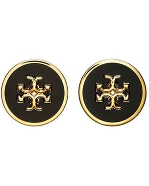 Tory Burch Earings With Circular Shape And Double T Motif - Black