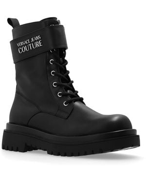 Versace Drew Logo Combat Boots - Black