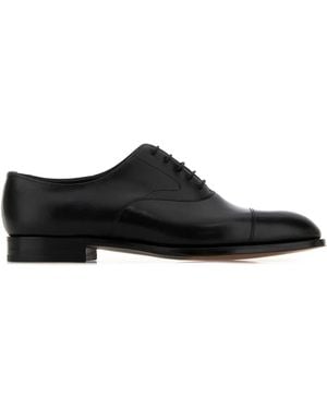 Edward Green Leather Chelsea Lace-Up Shoes - Black
