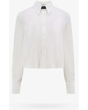 Brunello Cucinelli Optical Cropped Button-Up Shirt - White