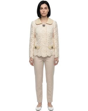 Dolce & Gabbana Dolce & Gabbana Lace-Front Cotton Blazer - Natural