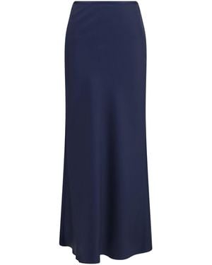 Loulou de Saison Silk Twill A-Line Maxi Skirt - Blue
