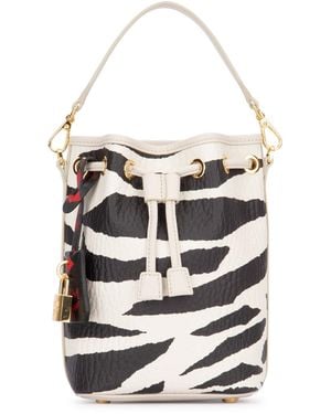 MCM Mcm Zebra-Print Textured Shoulder Bag - White