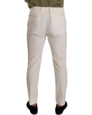 Dolce & Gabbana Elegant Slim Fit Cotton Trousers - White