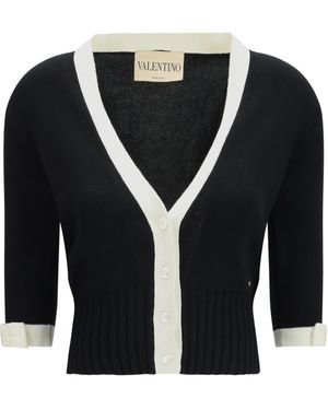 Valentino Bicolor V-Neck Cardigan Cotton - Blue