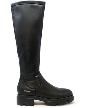 COPENHAGEN Vegan Leather Stretch Boots - Black