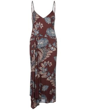 Etro Burgundy Printed Jersey Midi Dress - Purple