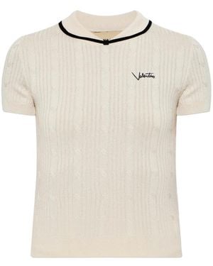 Valentino Jumper Cream Cable-Knit Cotton - Natural