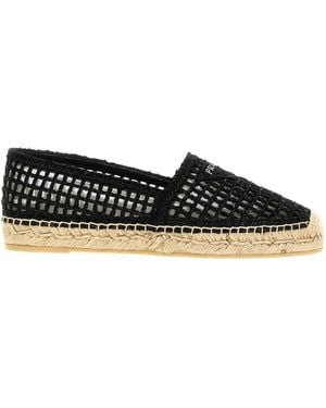 Prada Woven Fabric Espadrilles - Black