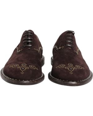 Dolce & Gabbana Velvet Lace Up Oxford Dress Shoes Capra - Brown