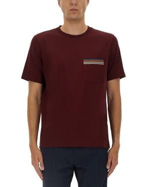 Paul Smith Striped Pocket T-Shirt - Red
