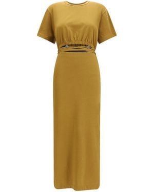 Pinko Midi Dress With A Cut-Out Detailing Cotton - Metallic